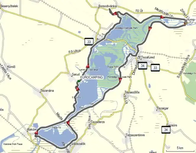 Kerékpárral a Tisza-tó körül – nagy kör (kerékpártúra), Sarud